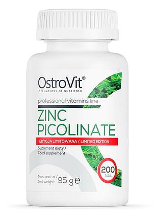 Вітаміни та мінерали ostrovit zinc picolinate, 200 таблеток — limited edition
