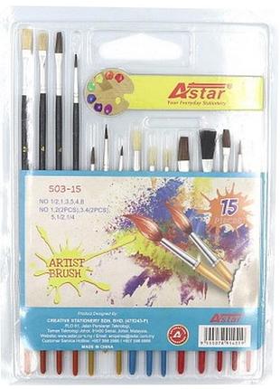 Набор художественных кистей astar 503-15 в наборе 15 штук
