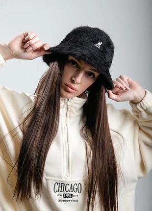 Шапка шляпа теплая пушистая из ангоры черная - kangol furgora one size
