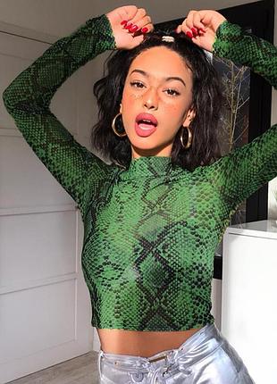 003. женский топ кофточка со змеиным принтом гольф кофточка блузка водолазка