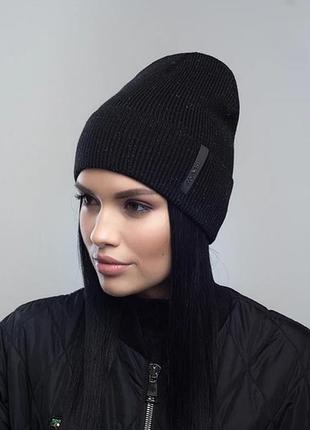 Шапка колпак женская leks jolie оникс хлопковая женская двойная с отворотом