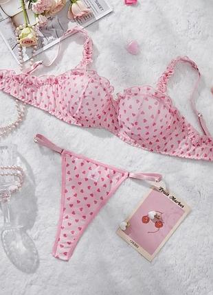 Жіночий комплект білизни милий  рожевий