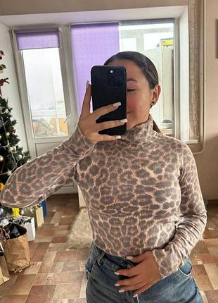 Жіночий гольф модний водолазка гольфик тонкий светр леопард