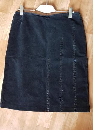 Вельветова спідниця чорна з декором