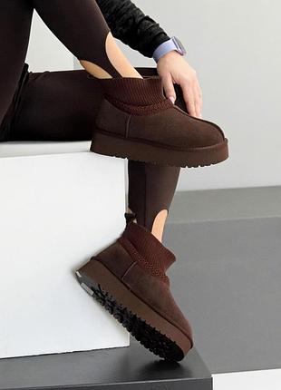 Уггі жіночі натуральний замш коричневі