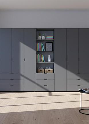 Шкаф для одежды doros гелар графит 4+4дсп с пеналом 370х49.5х203.4 (drs-011932)