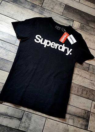 Футболка superdry чоловіча колір чорний однотонна розмір l