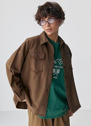 Коттоновая рубашка с накладными карманами