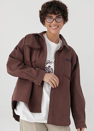 Коттоновая рубашка с накладными карманами