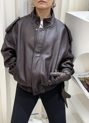 Жіночий шкіряний бомбер loro piana