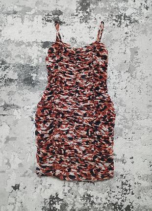 Платье сетка мини тигр-леопард xs от prettylittlething