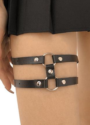 Портупея с кольцами двойной гартер на ногу 1622