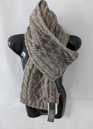 Шарф c&a, беж,в'язаний,зимовий,альпака,вовна,шерсть,теплий,шарфік,шарфик,шалик,красивий,косичка,для дівчинки,в'язка,жіночий,бежевий,коса