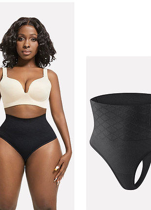 Корегуючі трусики-стрінги з високою талією чорний 60к001