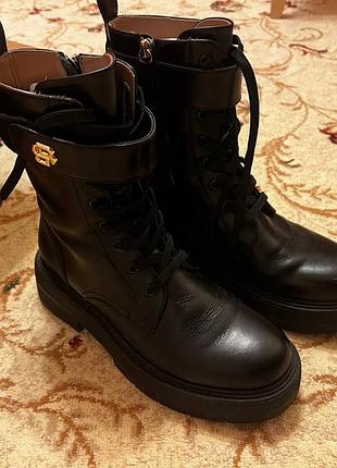 Hugo boss черные кожаные ботинки rebby