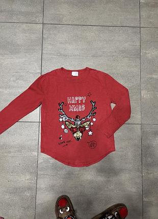 Зара новорічний реглан із оленем  із паєтками двосторонніми 12-14 років