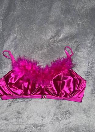 Бюстгалтер малиновий з пір'ям 75с