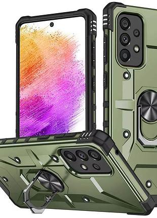 Ударопрочный чехол pathfinder ring для samsung galaxy a13 4g / a23 4g / m13 4g / m23 5g / a04s зеленый / army green