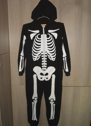 Комбинезон пижама слип кигуруми флисовый скелет размер s