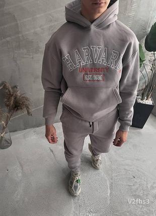 Мужской спортивный костюм двойка плотный материал свитшот и штаны на флисе премиальная трехнитка