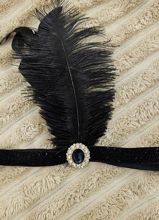 Повязка ретро винтаж с пером и камнем, гитсби, украшения, чикаго