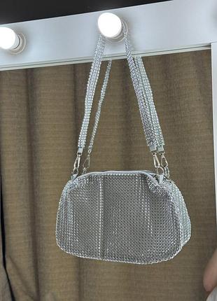Сумка в камінцях з коротким ремінцем