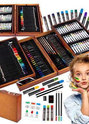 Набор для рисования в чемодане, набор для творчества карандаши,фломастеры, краска, восковые карандаши maaleo (польша)