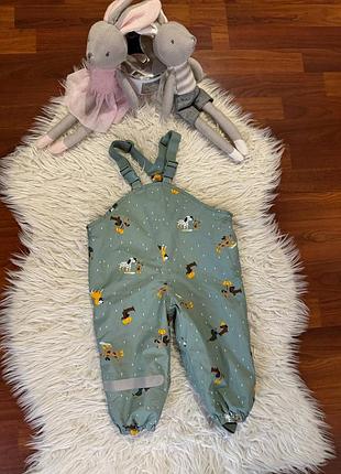 Милі штанці-грязепруфи на флісі з собачками розмір - 74-80 (6-12м) стан - відмінний