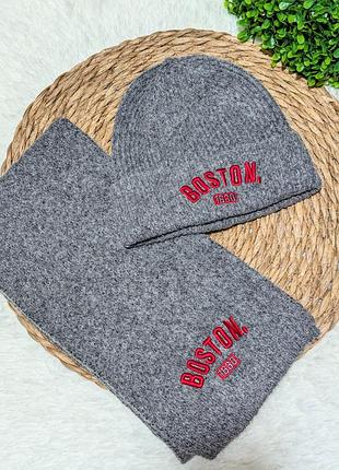 🧢🧣стильний набір шапка+шарф👦👧 3-14 років