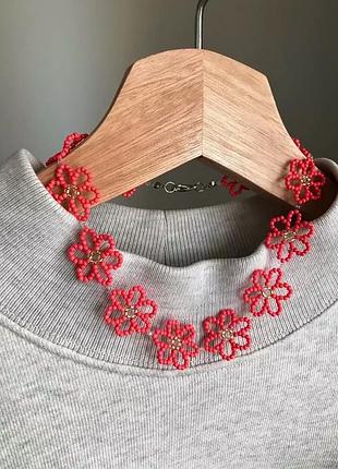 Намисто з квітами з чеського бісеру | handmade | квіткове бісерне намисто | чокер
