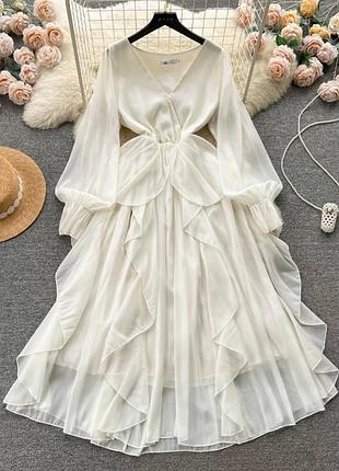 Шифонова сукня молочного кольору