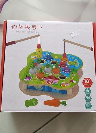 Магнитная деревянная рыбалка + овощи