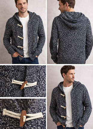 Мужской вязаный кардиган с капюшоном