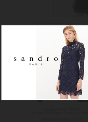 Праздничное женское брендовое кружевное платье sandro, размер xxs-xs,
