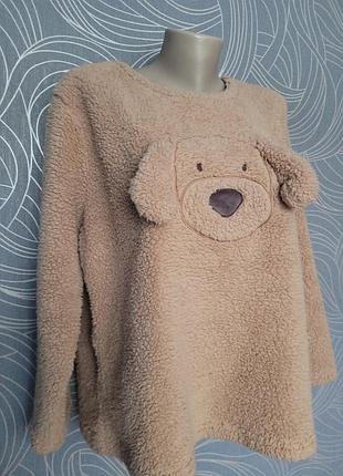 Теплый меховый мягкий крутой свитшот