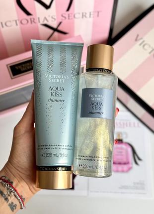 Спрей та лосьйон для тіла aqua kiss shimmer victoria’s secret