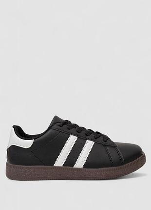 Кроссовки женские кожа, цвет черно-белый