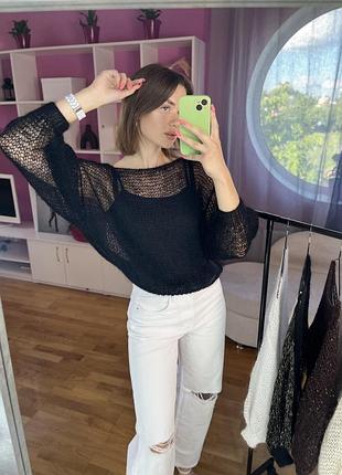 Базова чорна кофтинка-павутинка🖤 ручної роботи 🧶