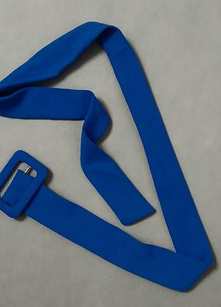 Женский тканый пояс пояс поясок ремень к платью, жакету, туники, халату ярко синего цвета, синий, тканевый с обтянутой пряжкой