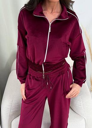 Женский спортивный костюм велюровый велюр на молнии