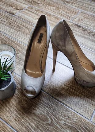 Туфли на высоком каблуке, светлая замша, 40