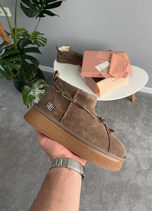 Жіночі чоботи черевики угги miu miu winter boot chocolate