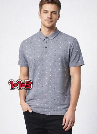 🎁1+1=3 серая меланжевая мужская футболка-поло primark хлопок, размер 50 - 52