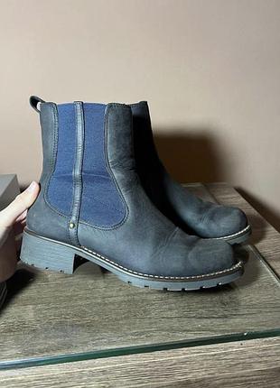 Черевики clarks шкіряні сині на стійкому каблуці 3