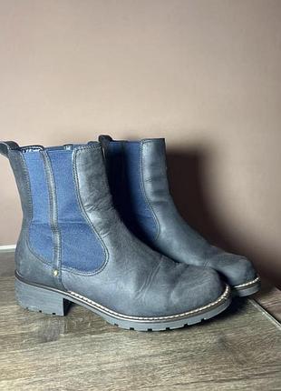 Черевики clarks шкіряні сині на стійкому каблуці 4