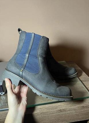 Черевики clarks шкіряні сині на стійкому каблуці 7