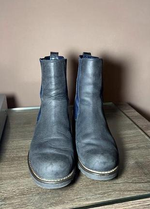 Черевики clarks шкіряні сині на стійкому каблуці 6