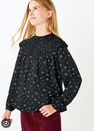 Блузка рубашка на девочку в цветочный принт m&s 8-9 лет
