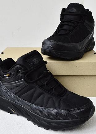 Новые мужские термо кроссовки merrell float pro cordura black черные, высокие