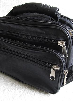 Мужская сумка es21231 черная барсетка через плечо 24х16см